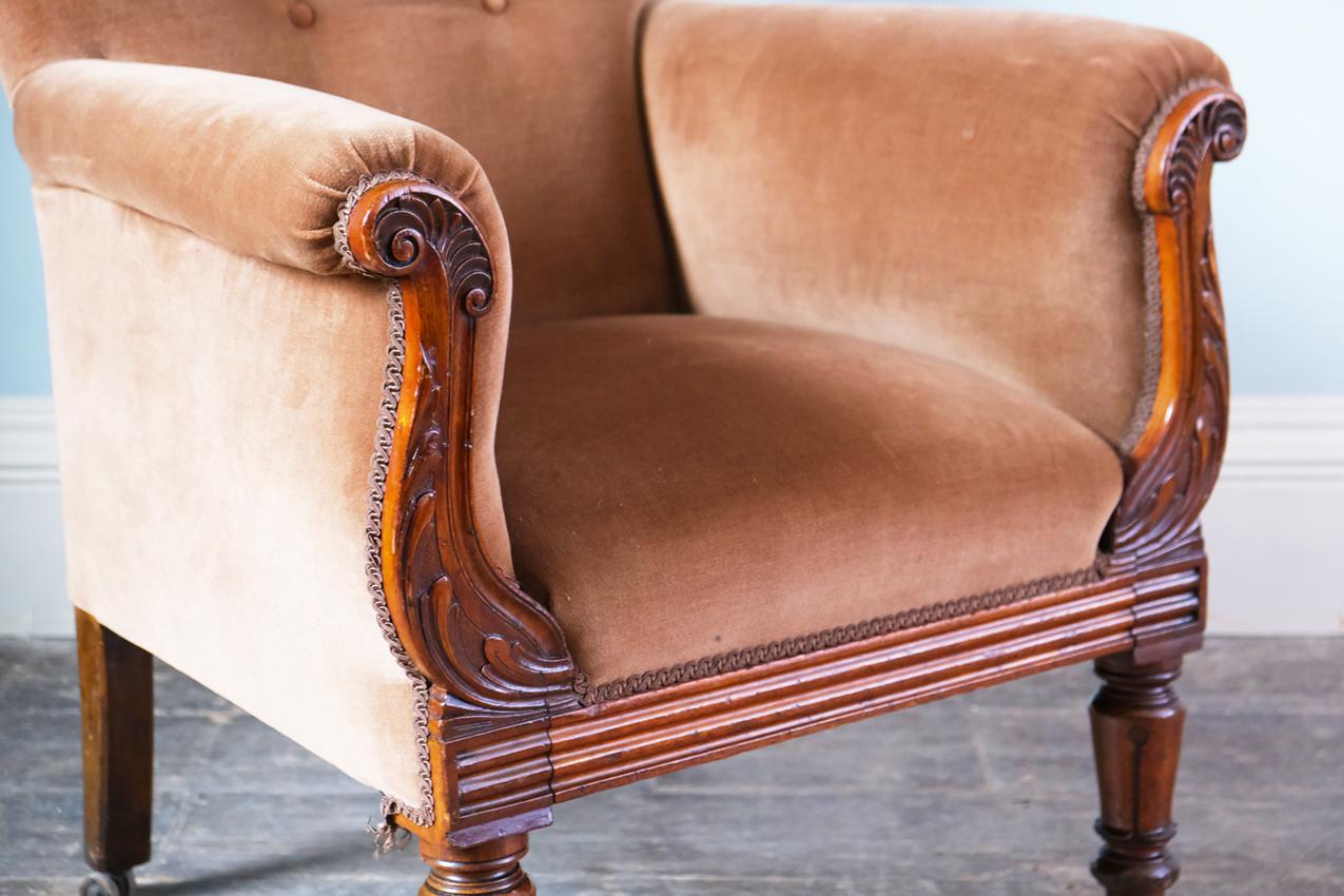 Viktorianischer Sessel des 19. Jahrhunderts, Mahagonigestell mit Polsterung im Angebot 5