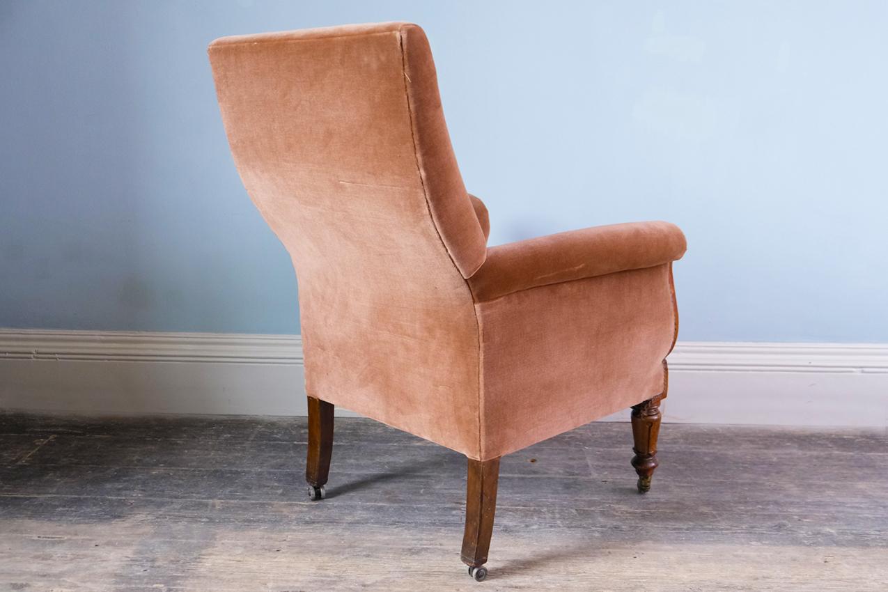 19th Century Victorian Armchair, Mahogany Frame with Upholstery For Sale 4
