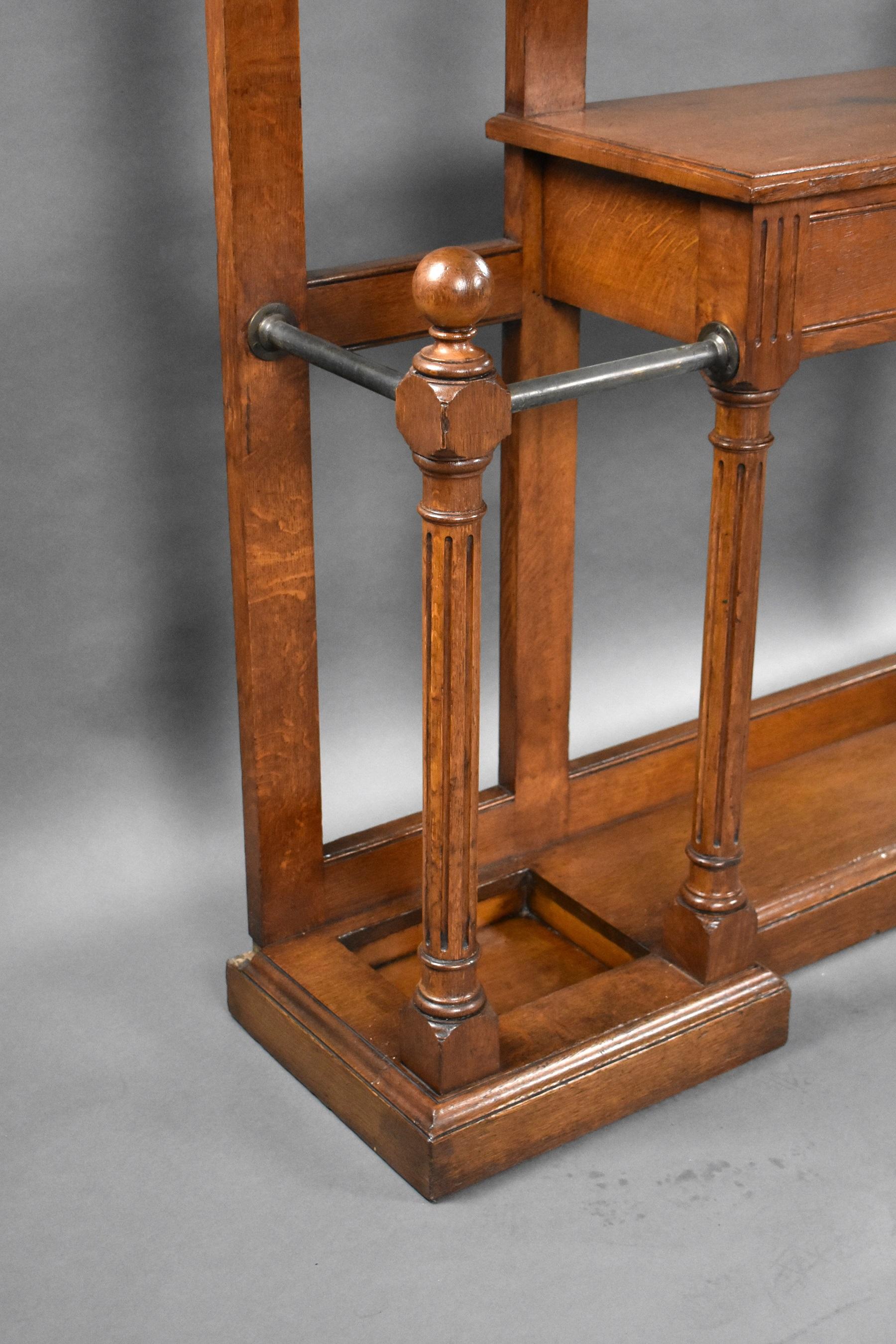 19th Century Victorian Arts and Crafts Oak Hallstand For Sale 1