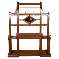 19th Century Victorian Arts and Crafts Oak Hallstand