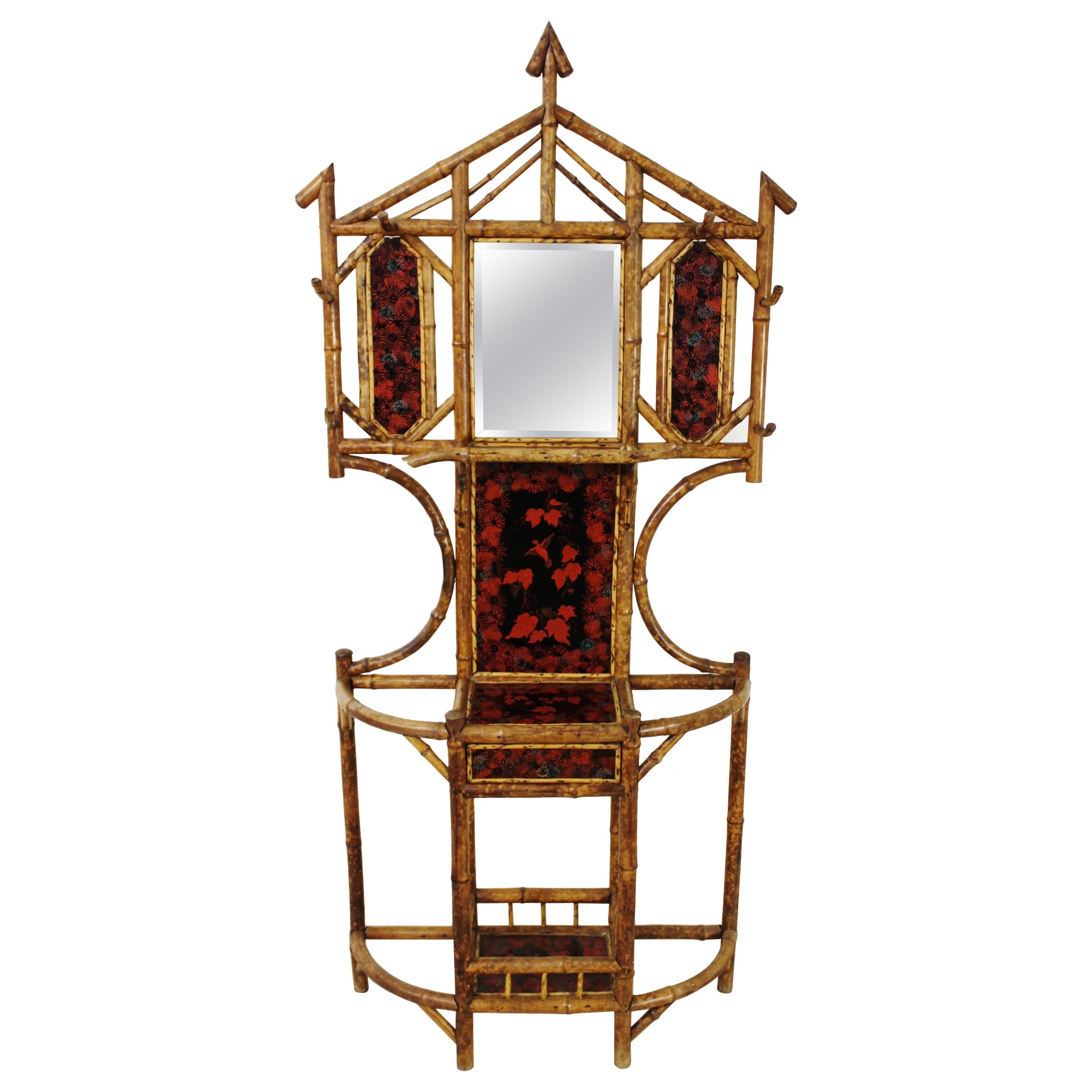 19th Century Victorian Bamboo Hall Stand For Sale