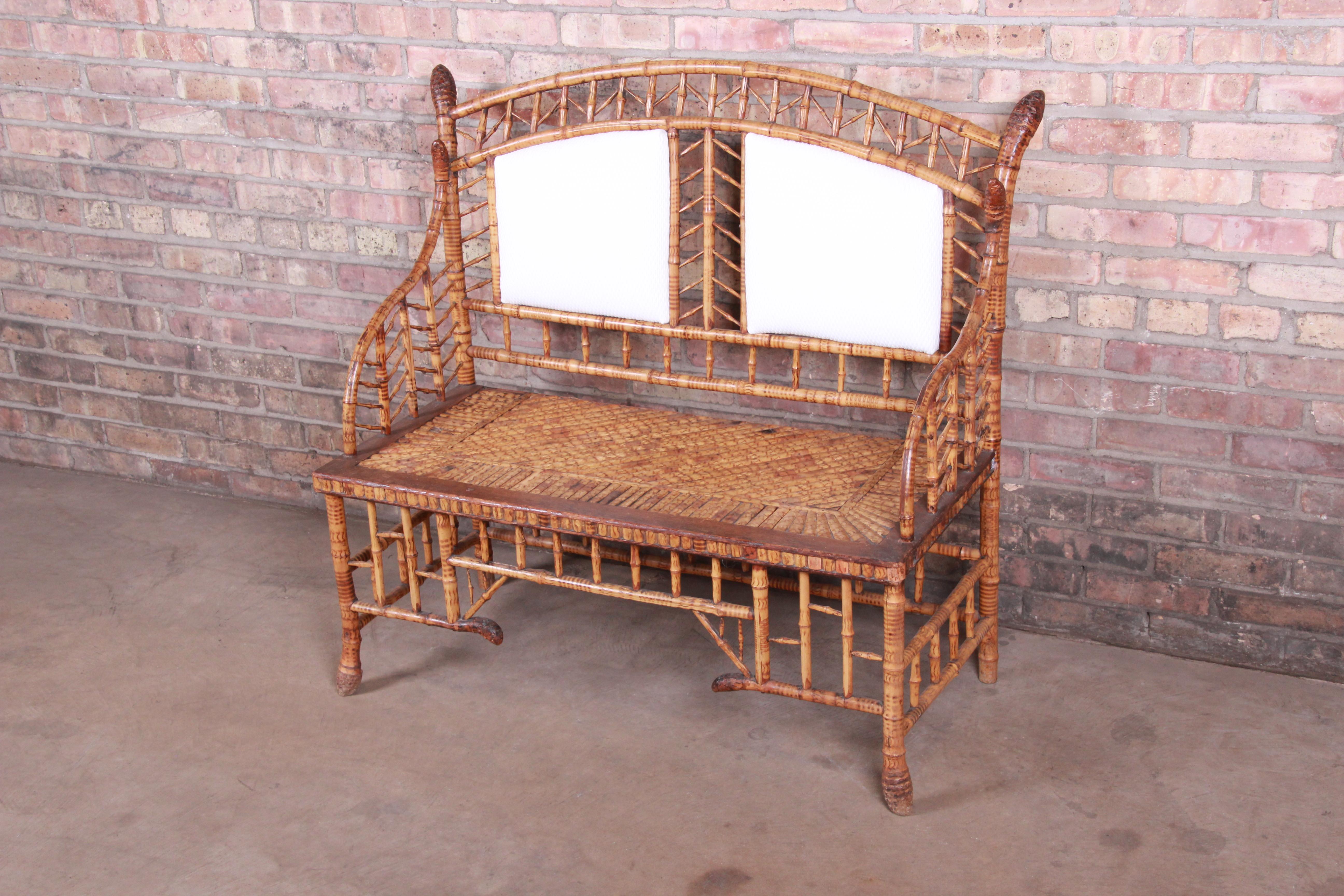 19th Century Victorian Bamboo Settee In Good Condition In South Bend, IN