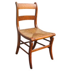 19th Century Victorian Birdeye Maple and Rush Seat  Side Chair