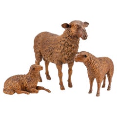 Used 19th Century Victorian Black Forest Nativity Sheep, c.1890