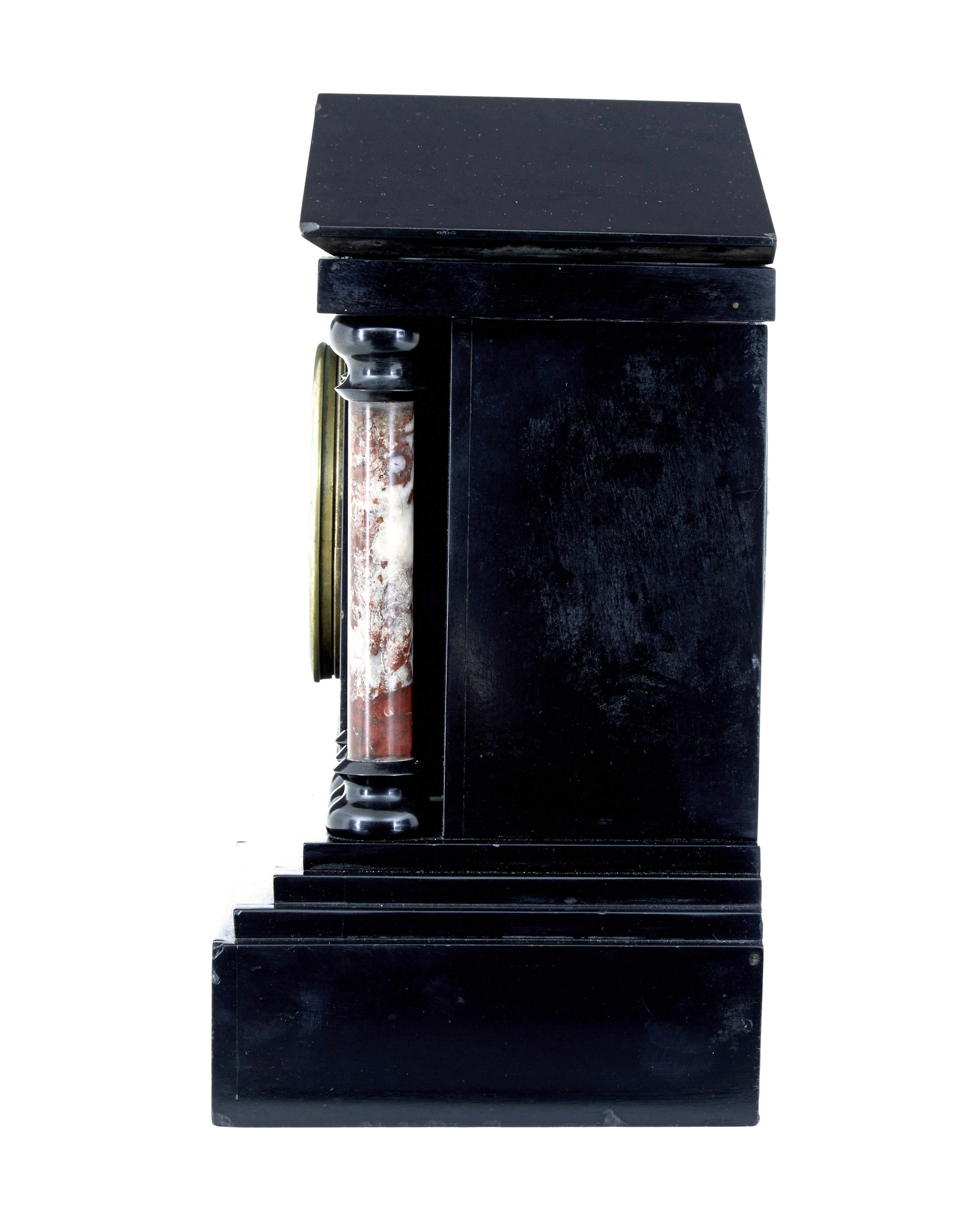 victorian black marble mantel clock
