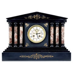 19th century Victorian black marble mantle clock