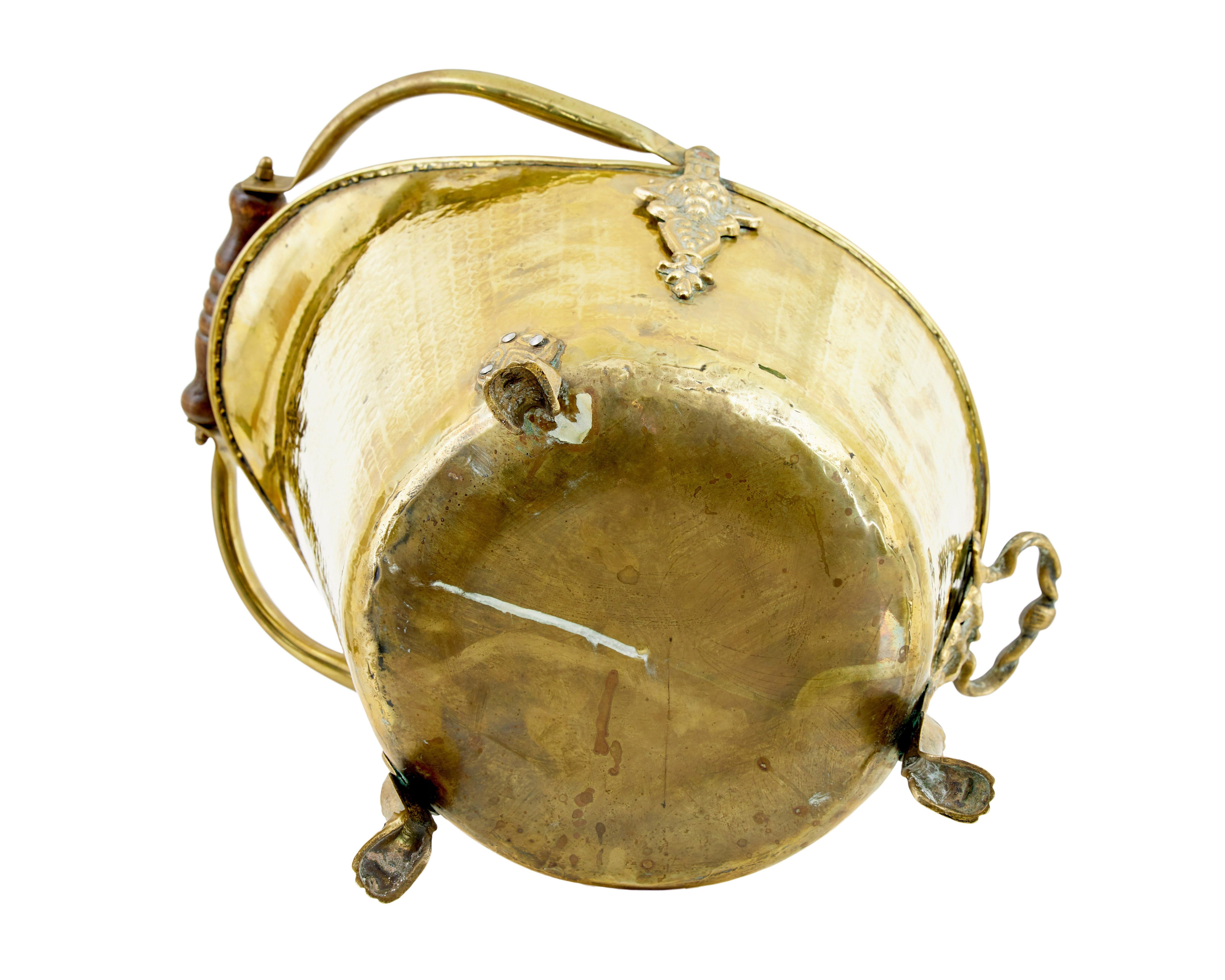19th Century 19th century Victorian brass coal scuttle For Sale