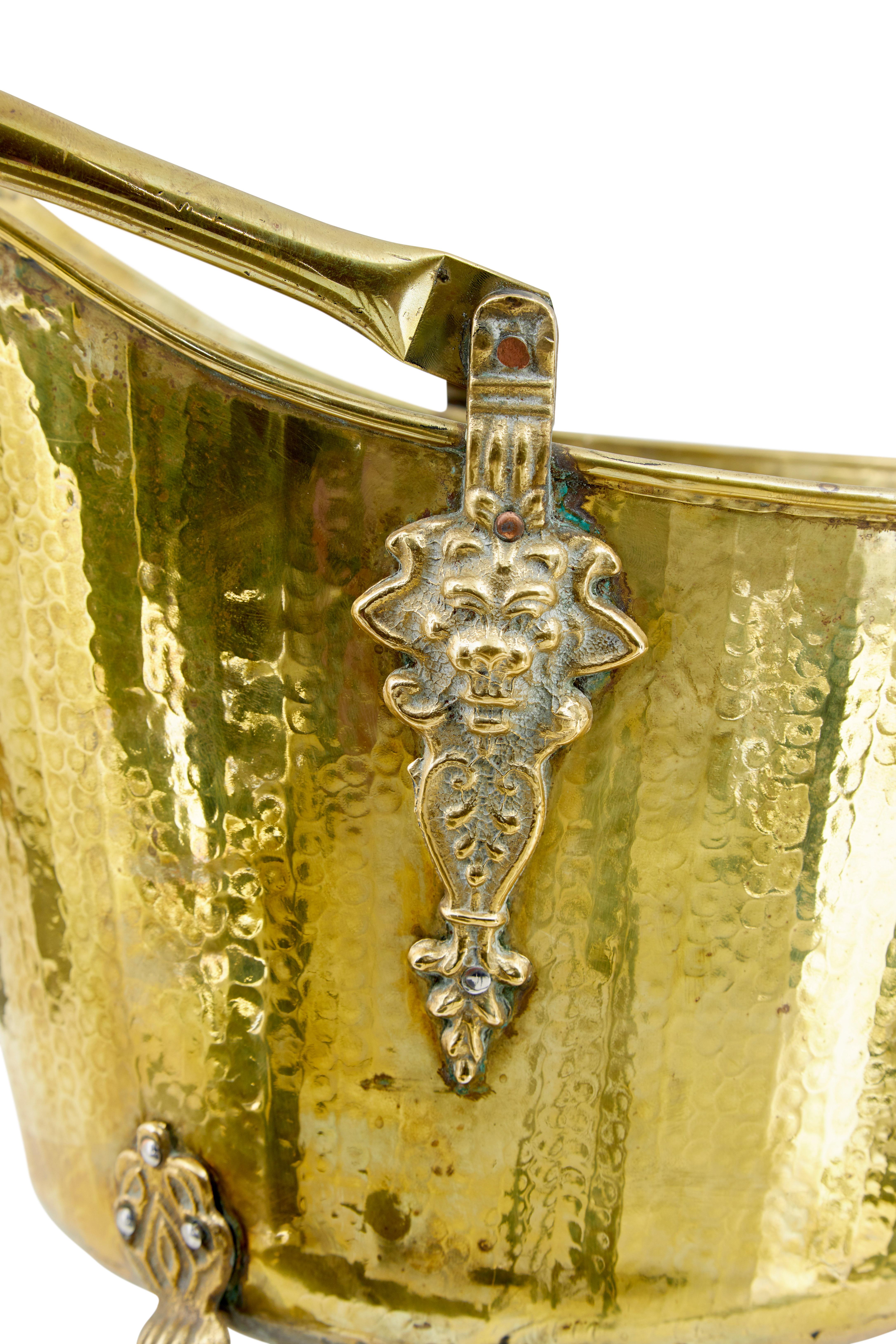 Brass 19th century Victorian brass coal scuttle For Sale