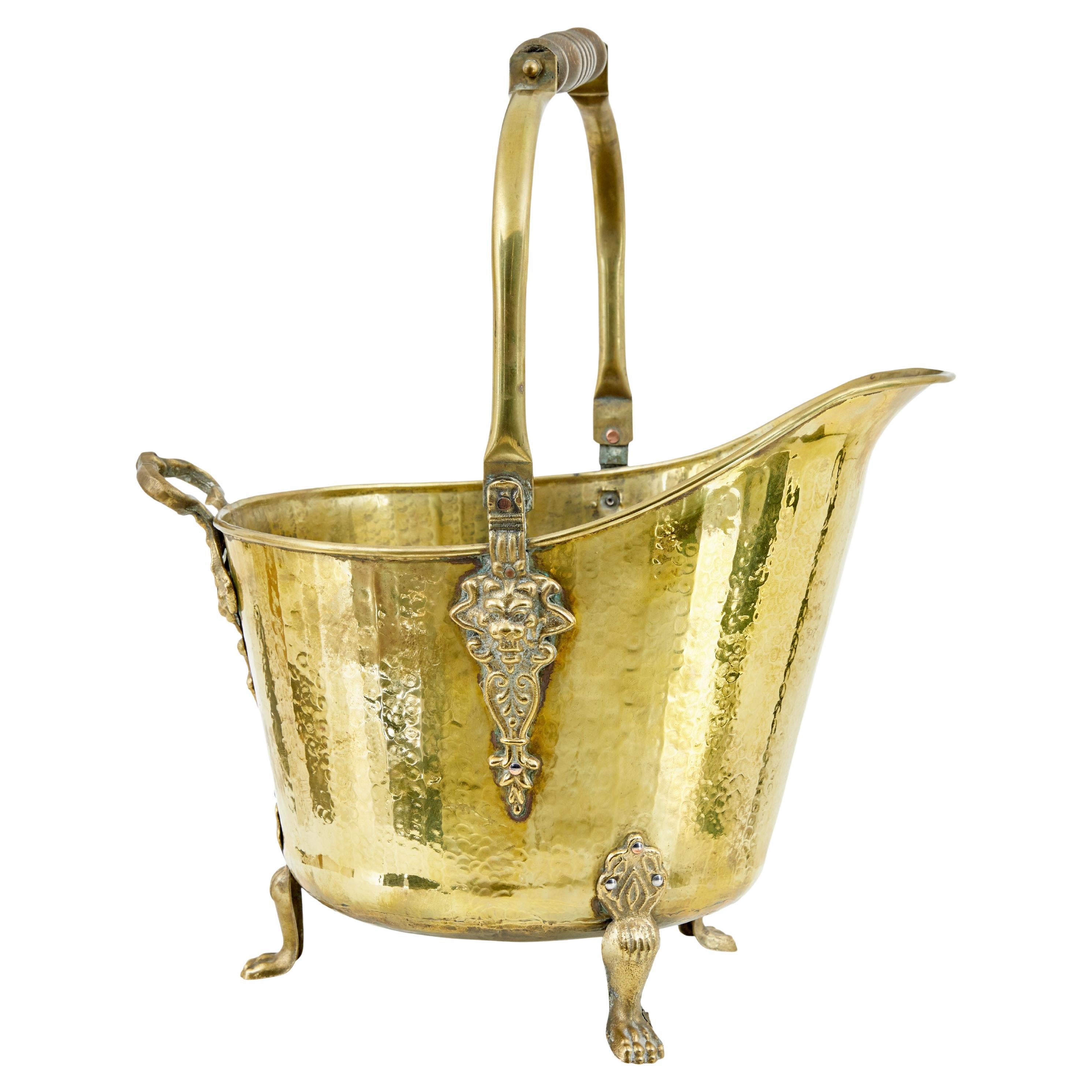 19th century Victorian brass coal scuttle For Sale