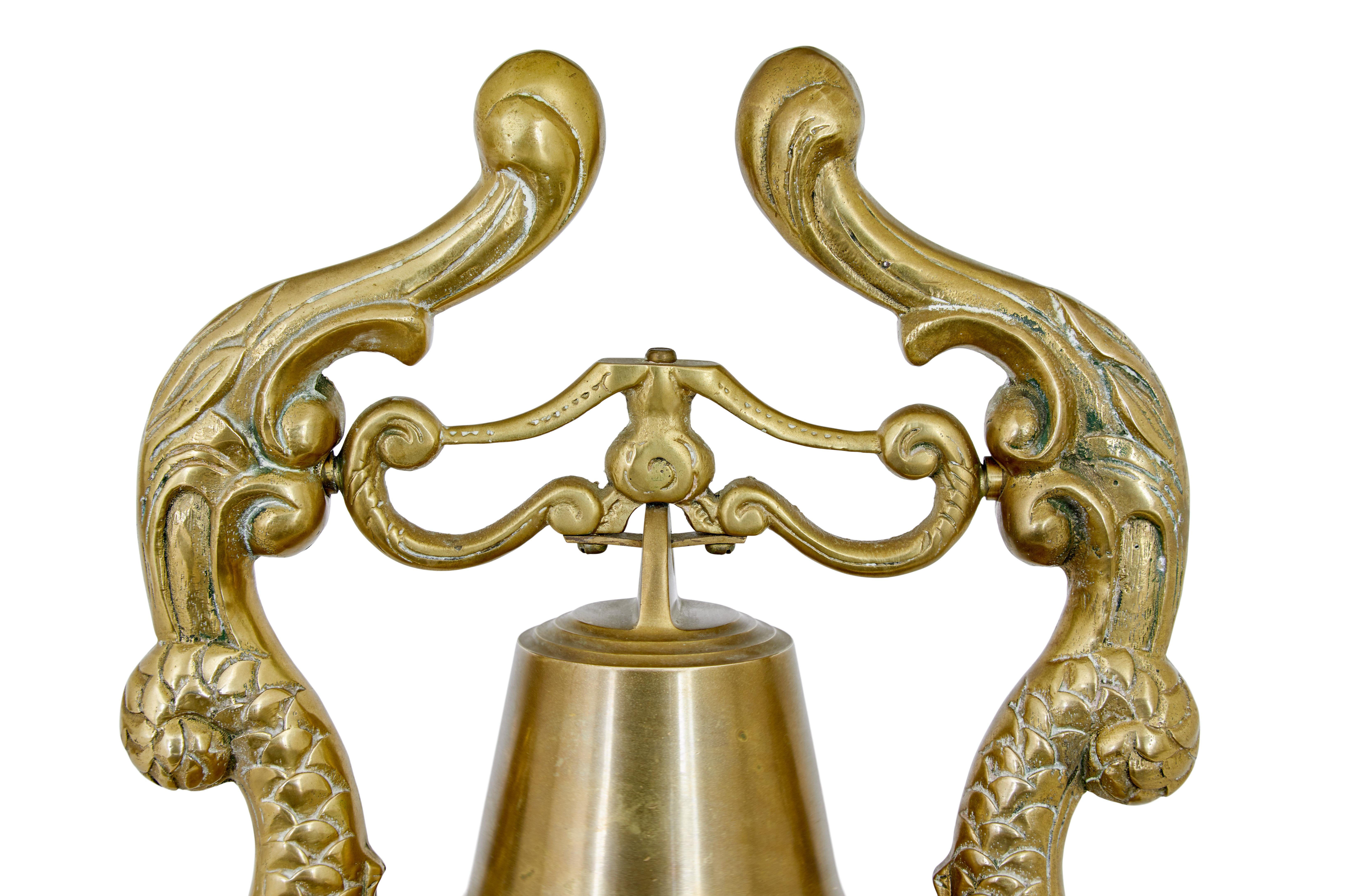 19th Century 19th century Victorian brass decorative dinner bell For Sale