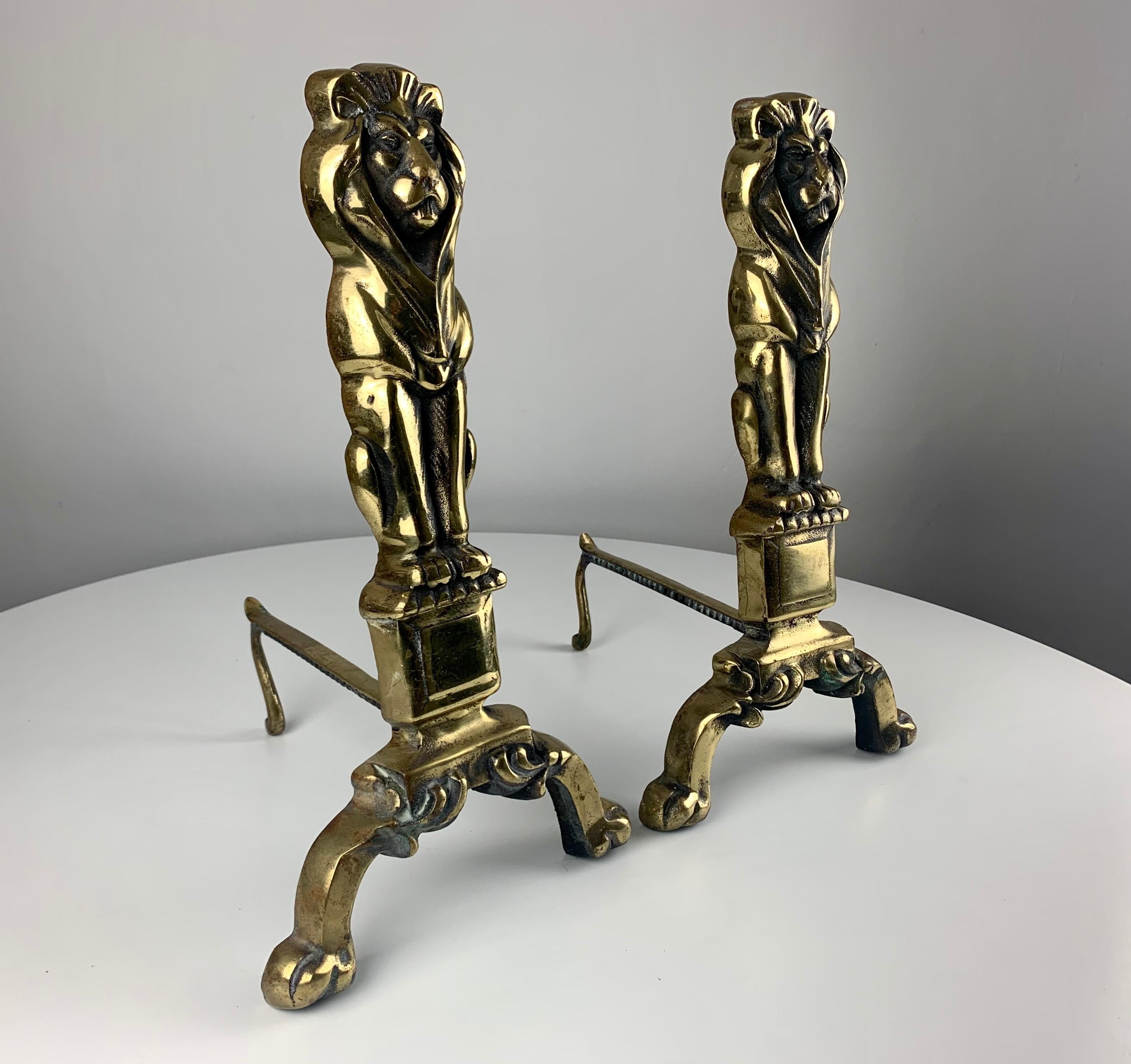19th Century Victorian Brass Fire Dogs, Andirons For Sale 5