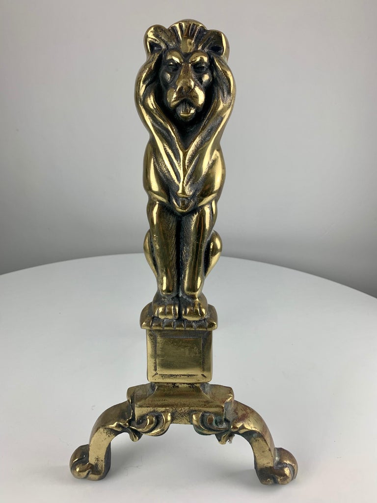 19th Century Victorian Brass Fire Dogs, Andirons For Sale at 1stDibs