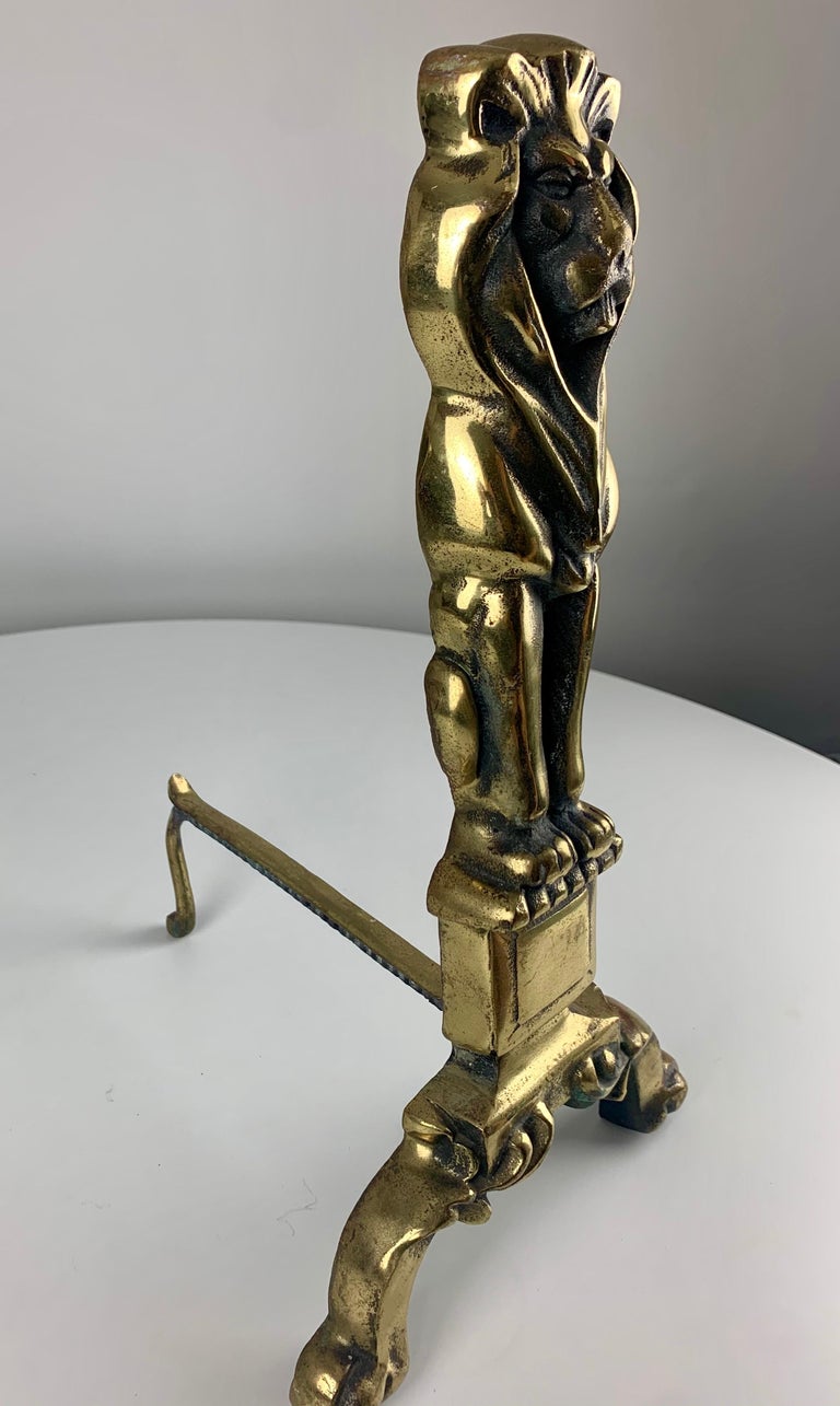 19th Century Victorian Brass Fire Dogs, Andirons For Sale at 1stDibs