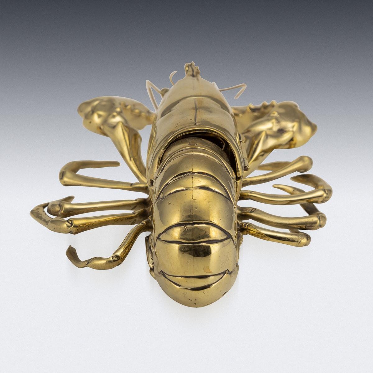 19th Century Victorian Brass Lobster Shaped Inkstand, c.1890 In Good Condition In Royal Tunbridge Wells, Kent