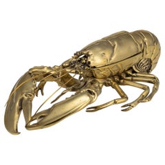 19th Century Victorian Brass Lobster Shaped Inkstand, c.1890