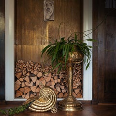 19th Century Victorian Brass Nautilus Shell Shaped Coal Scuttle or Purdonium