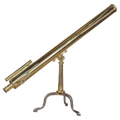 Used 19th Century Victorian Brass Telescope On A Stand, c.1890