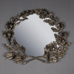 19th Century Victorian Bronze Mirror with Floral Decoration, c.1860