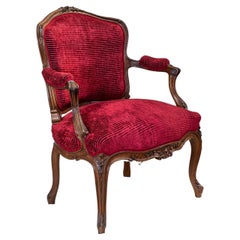 19th Century Victorian Burgundy Velvet Armchair