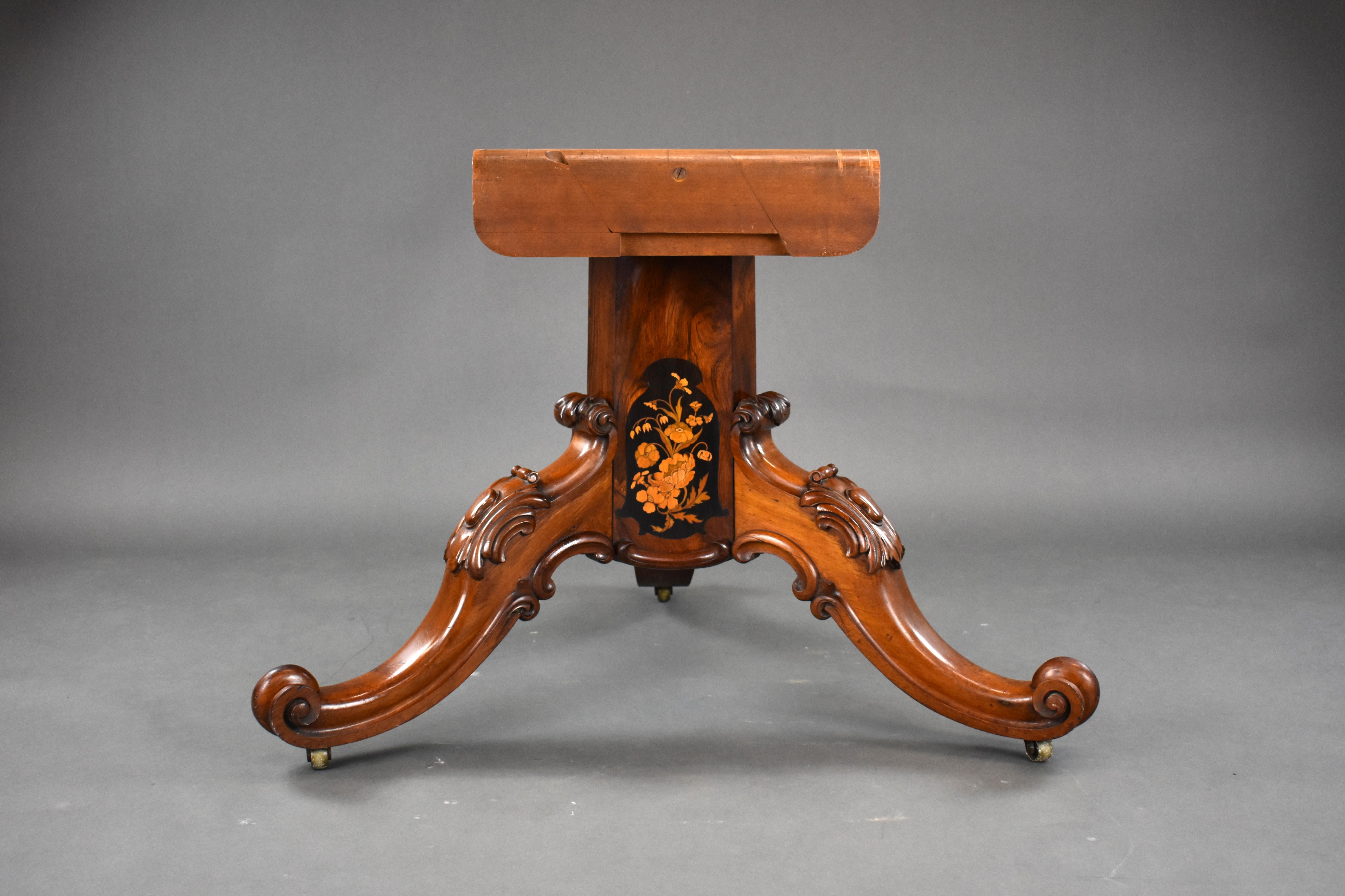 19th Century Victorian Burl Walnt & Marquetry Centre Table For Sale 6