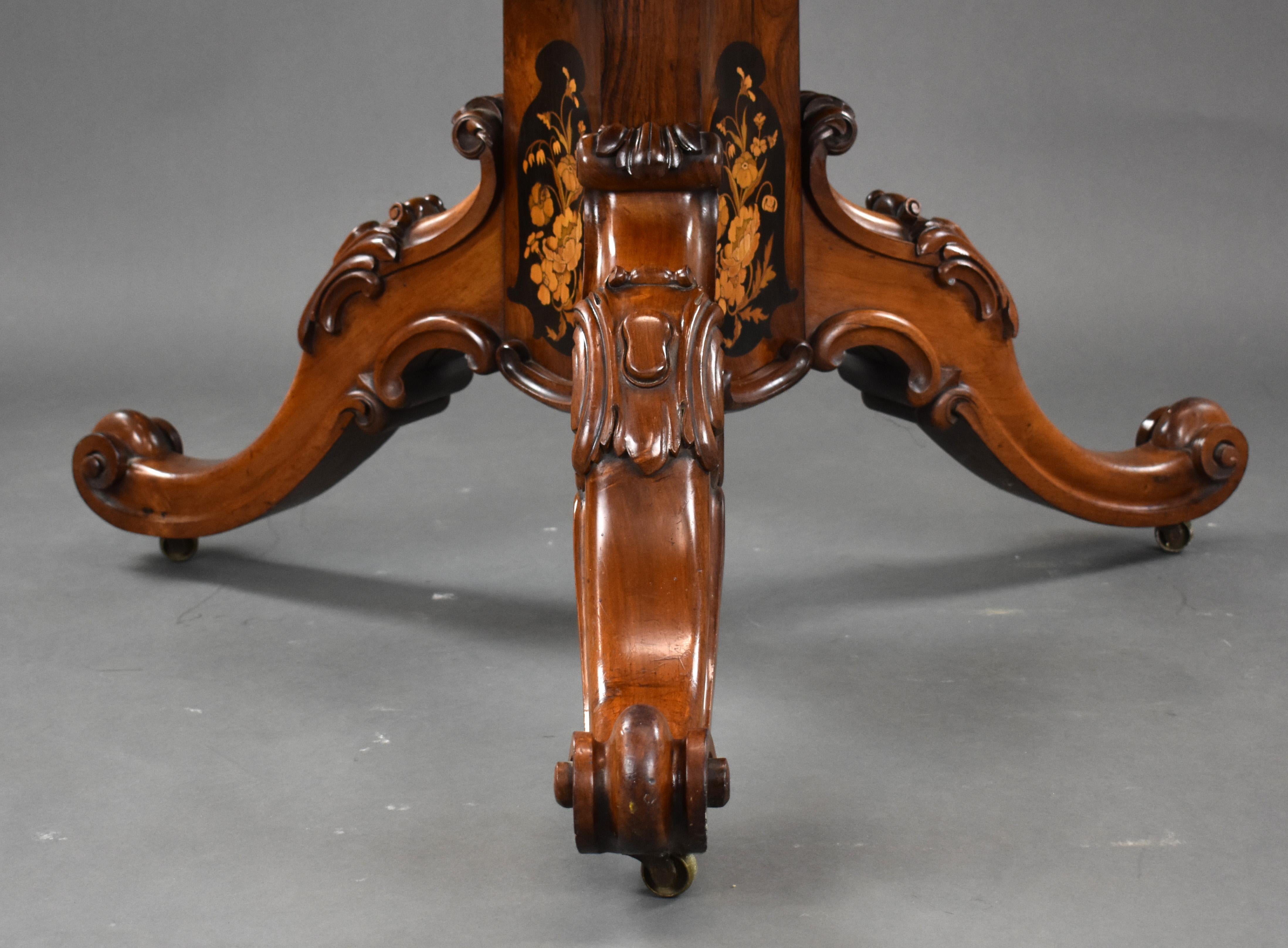 19th Century Victorian Burl Walnt & Marquetry Centre Table For Sale 10