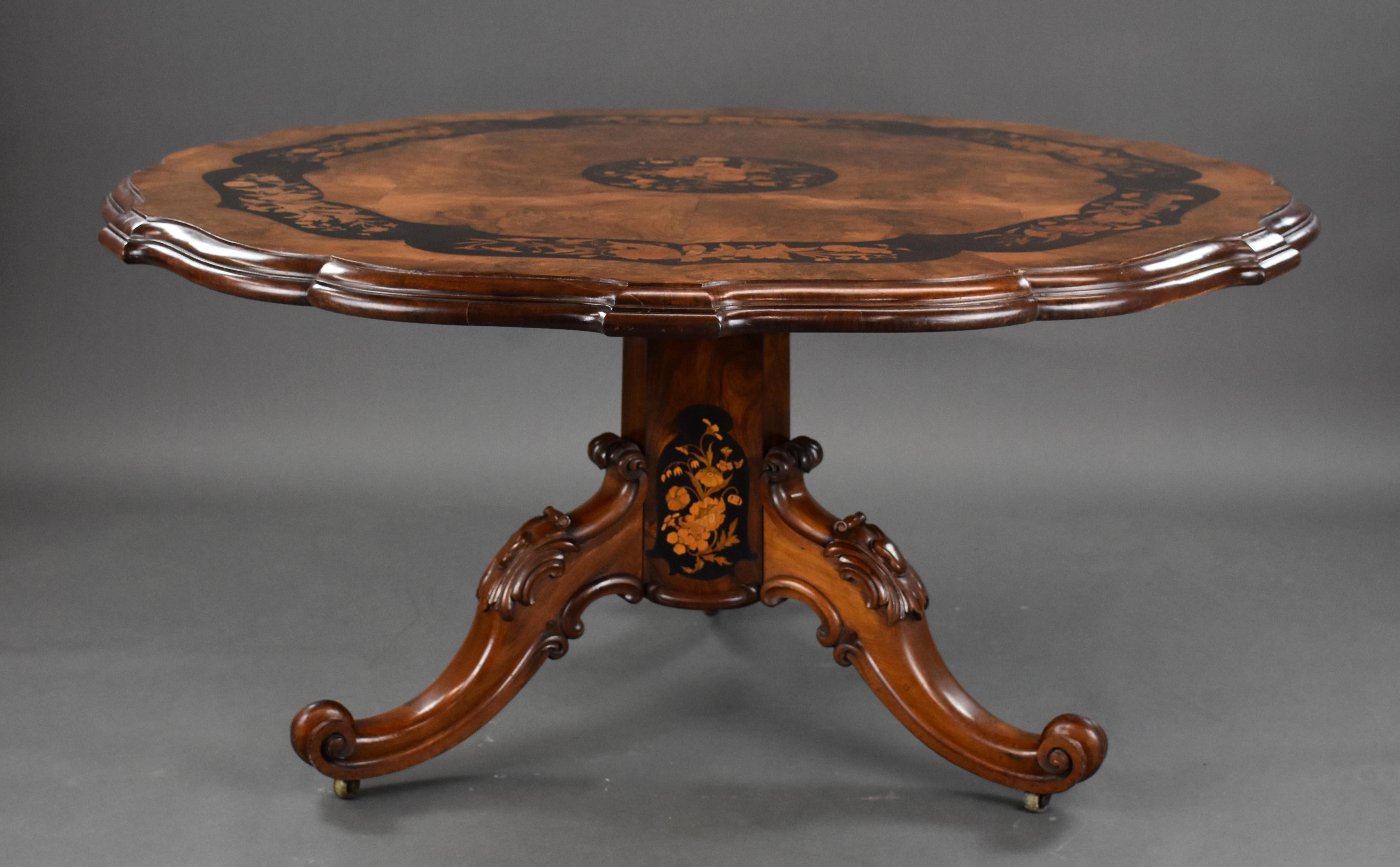 19th Century Victorian Burl Walnt & Marquetry Centre Table In Good Condition For Sale In Chelmsford, Essex