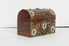 19th Century Victorian Burled Walnut, Bone and Jeweled Box