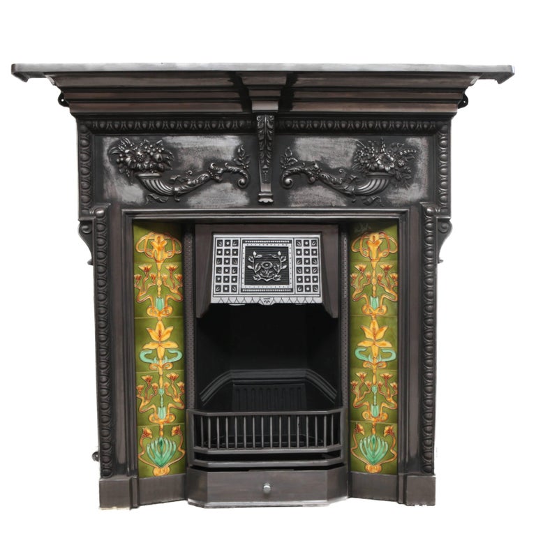 Victorian Burnished Tiled Cast Iron Fireplace For Sale At 1stdibs