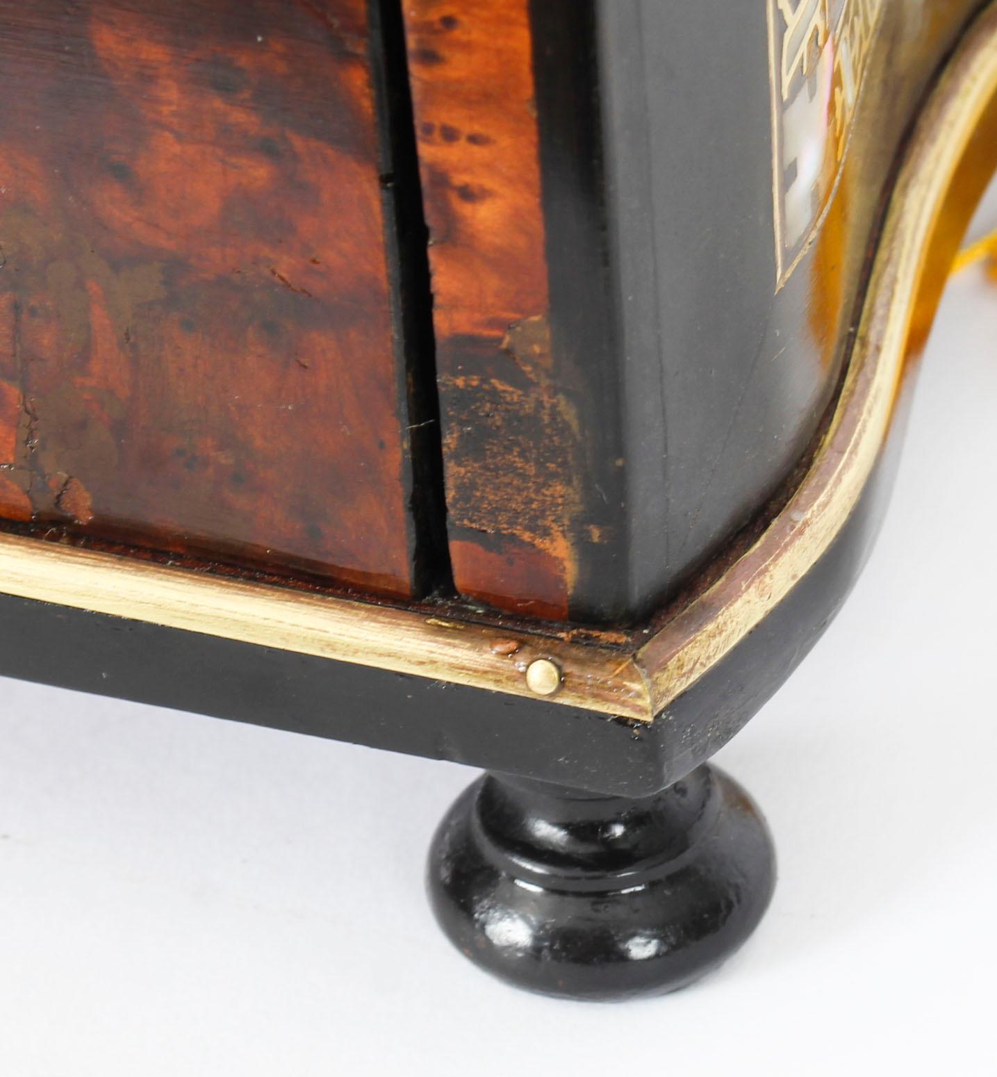 19th Century Victorian Burr Walnut & Boule Serpentine Humidor 3