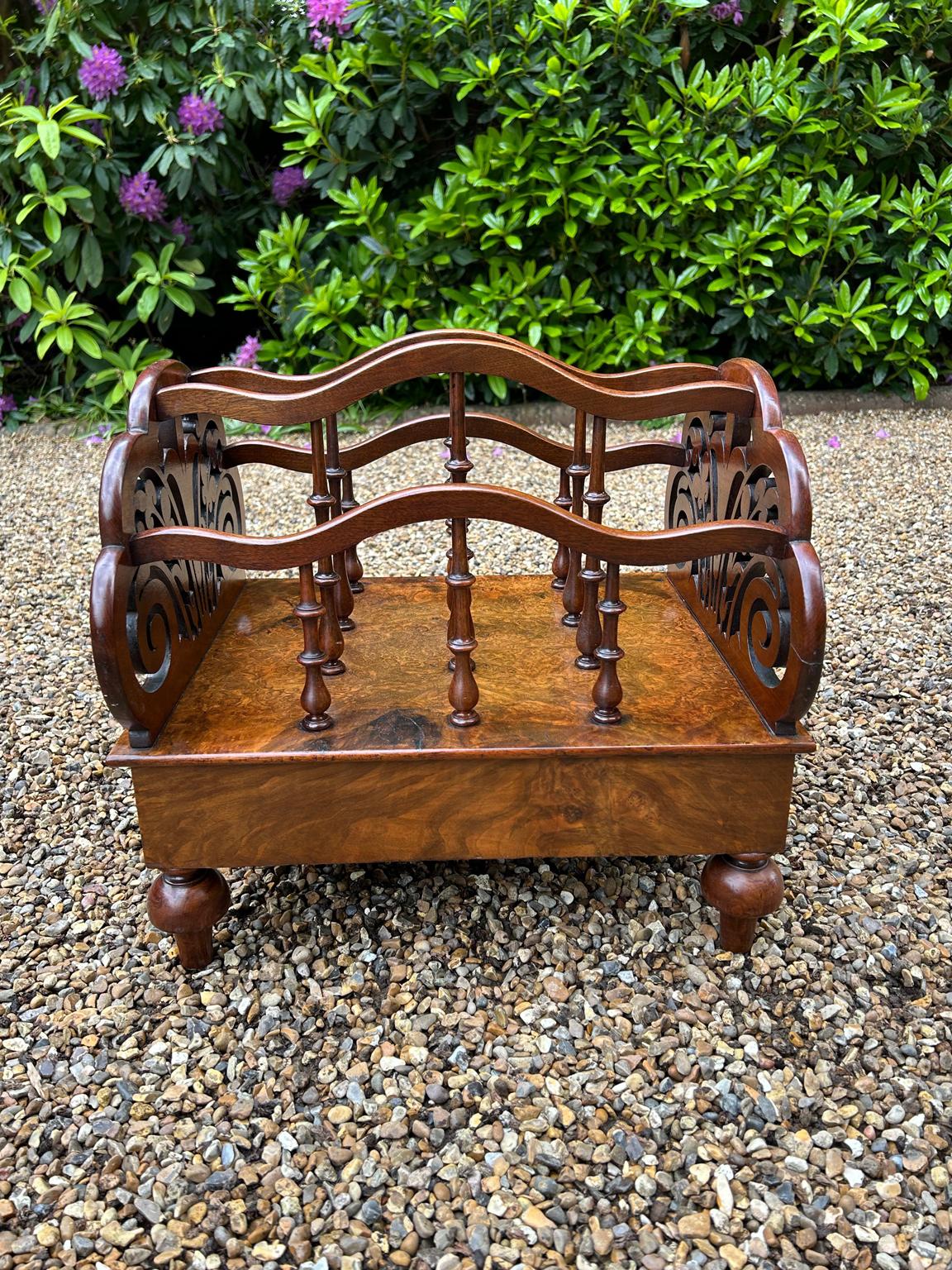 19th Century Victorian Burr Walnut Canterbury, by Druce & Co, London 6
