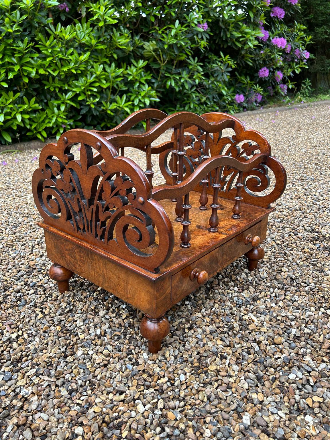 English 19th Century Victorian Burr Walnut Canterbury, by Druce & Co, London