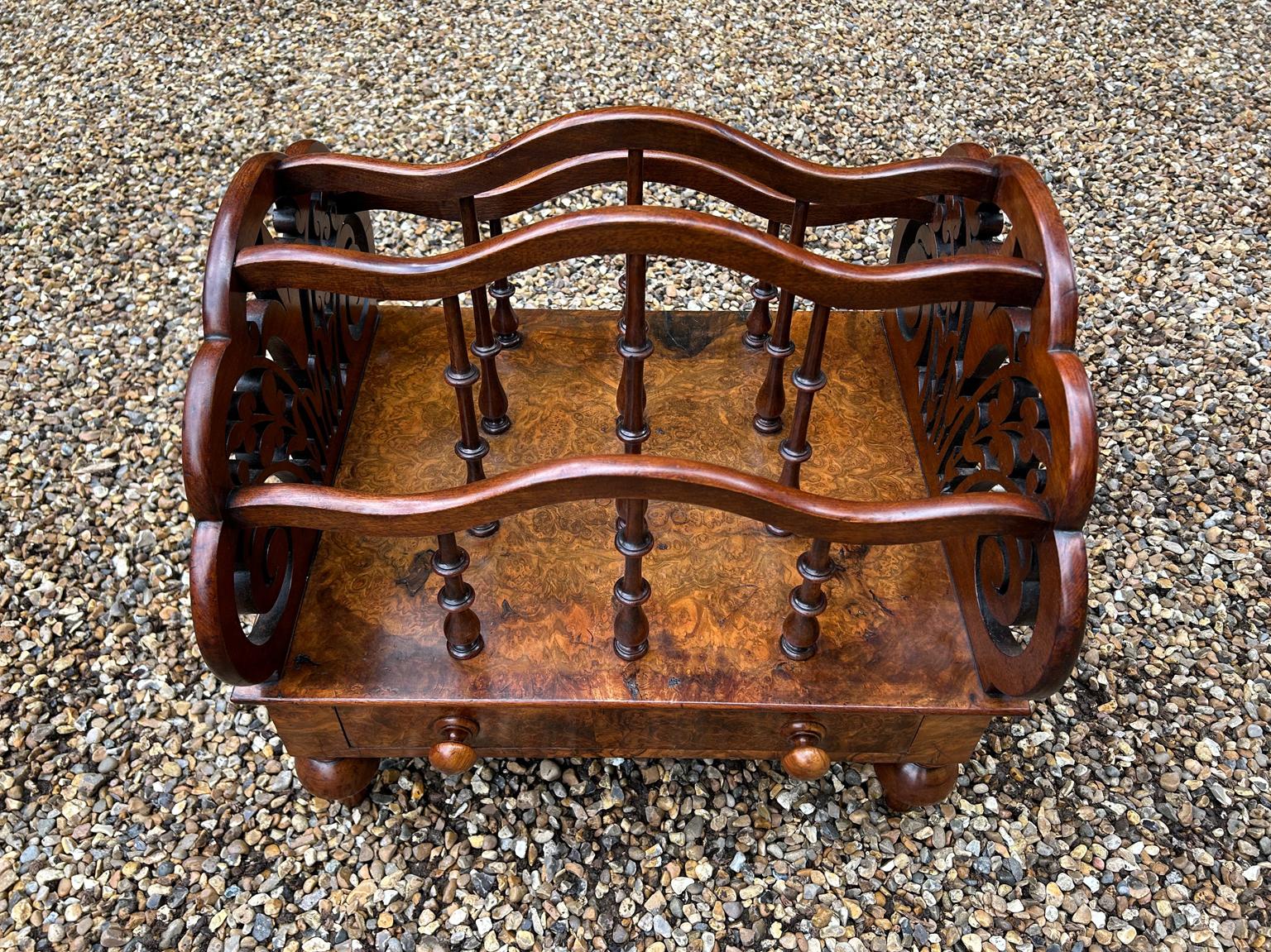 19th Century Victorian Burr Walnut Canterbury, by Druce & Co, London 1