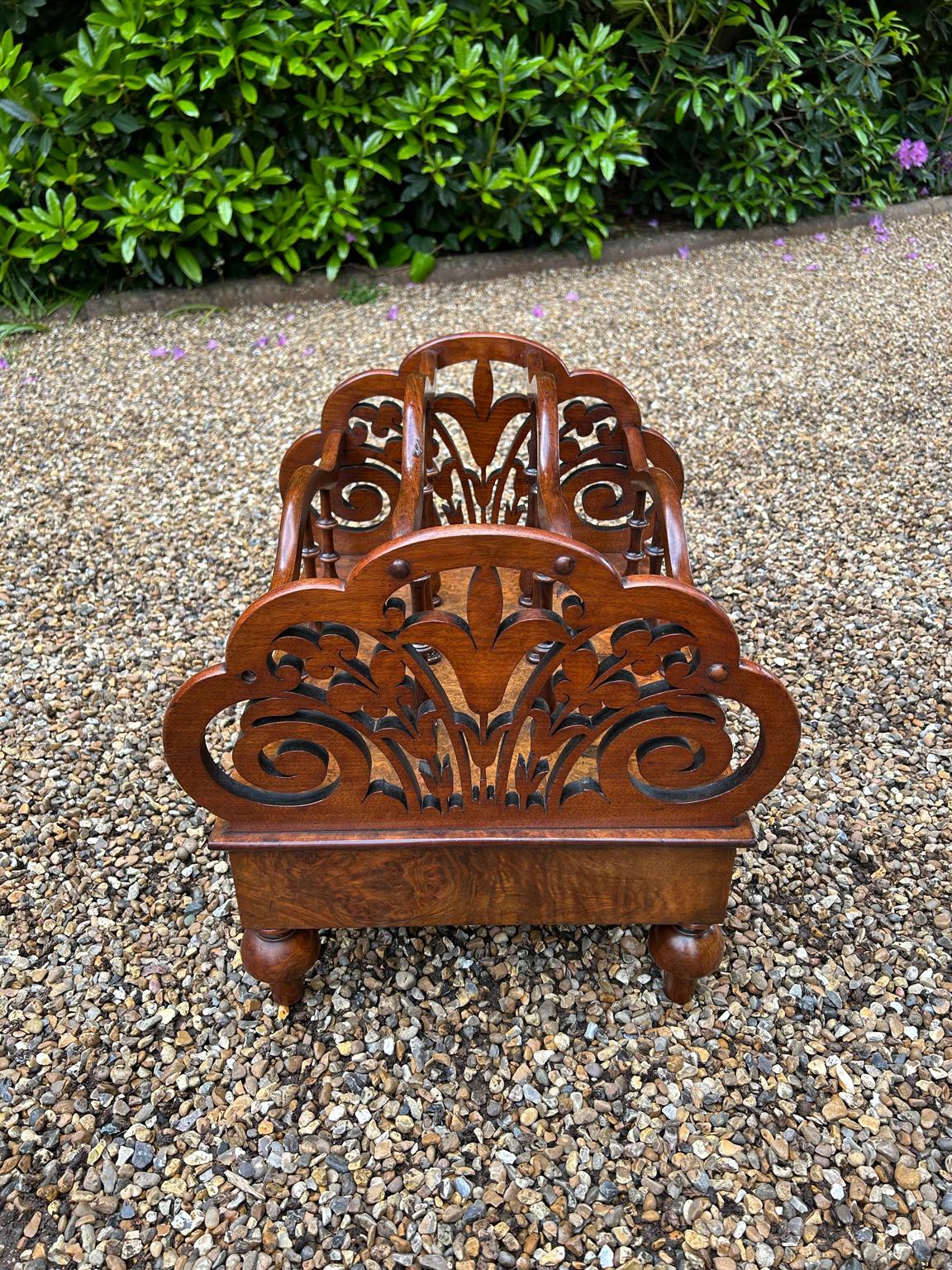 19th Century Victorian Burr Walnut Canterbury, by Druce & Co, London 2