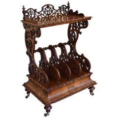 19th Century Victorian Burr Walnut Canterbury