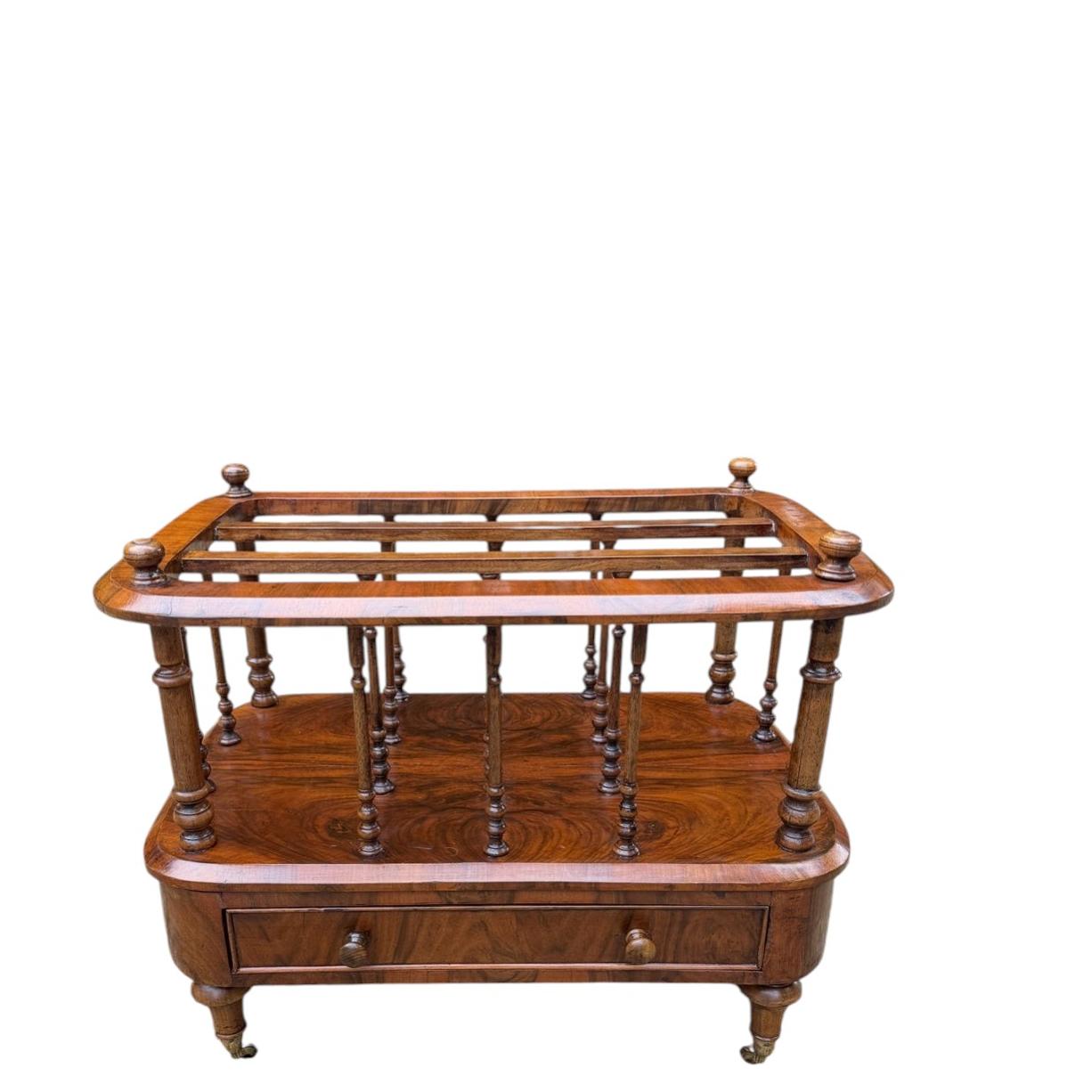 19th Century Victorian Burr Walnut Canterbury For Sale
