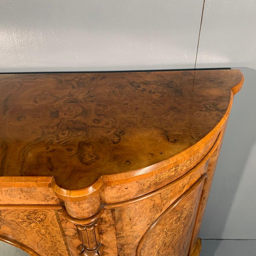19th Century Victorian Burr Walnut Credenza Sideboard with Mirrored Central Door 7