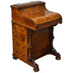 19th Century Victorian Burr Walnut Davenport