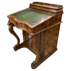 19th Century Victorian Burr Walnut Davenport
