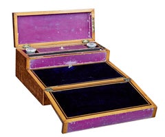 Piano di scrittura in radica di noce vittoriana del XIX secolo