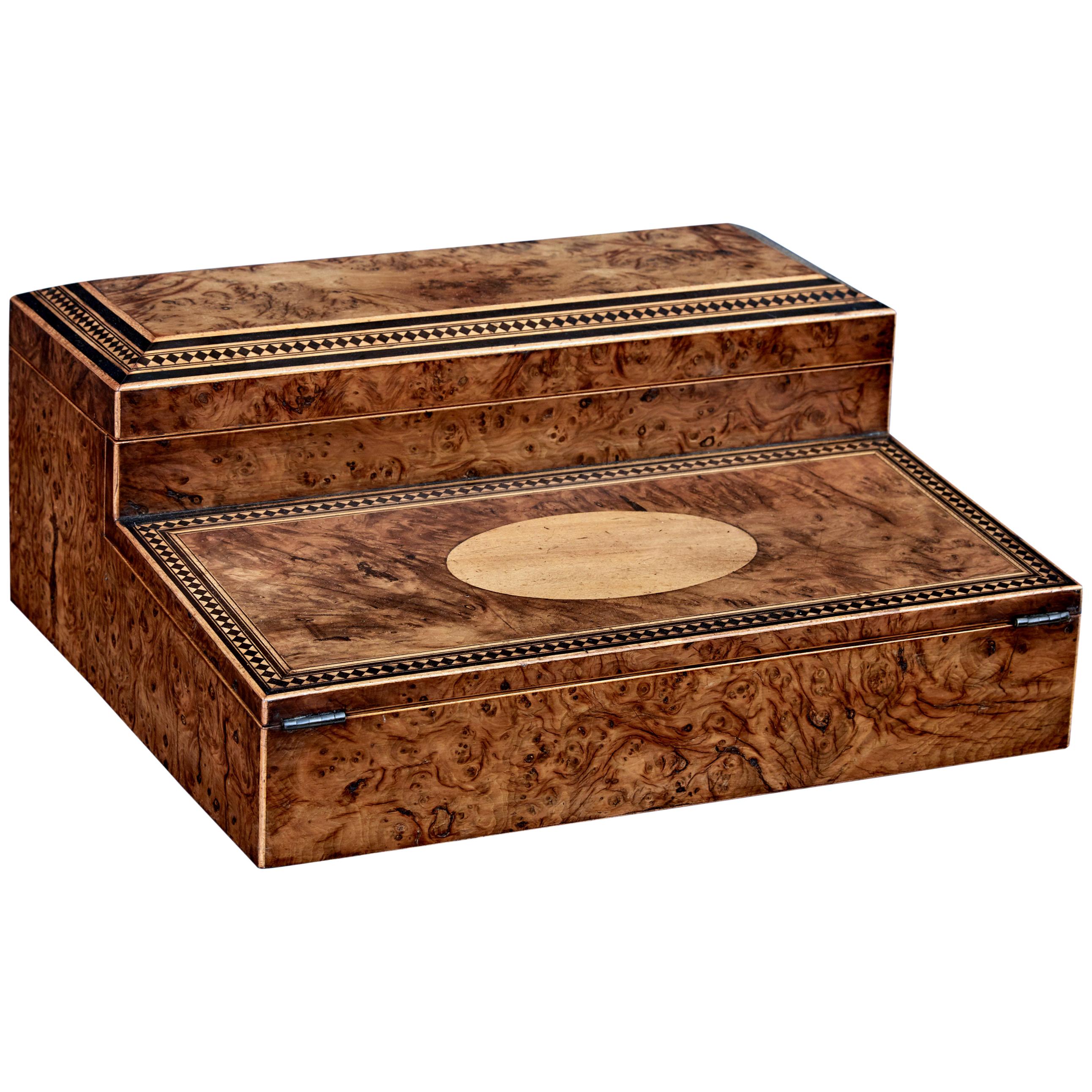 19th Century Victorian Burr Walnut Desk Top Writing Slope