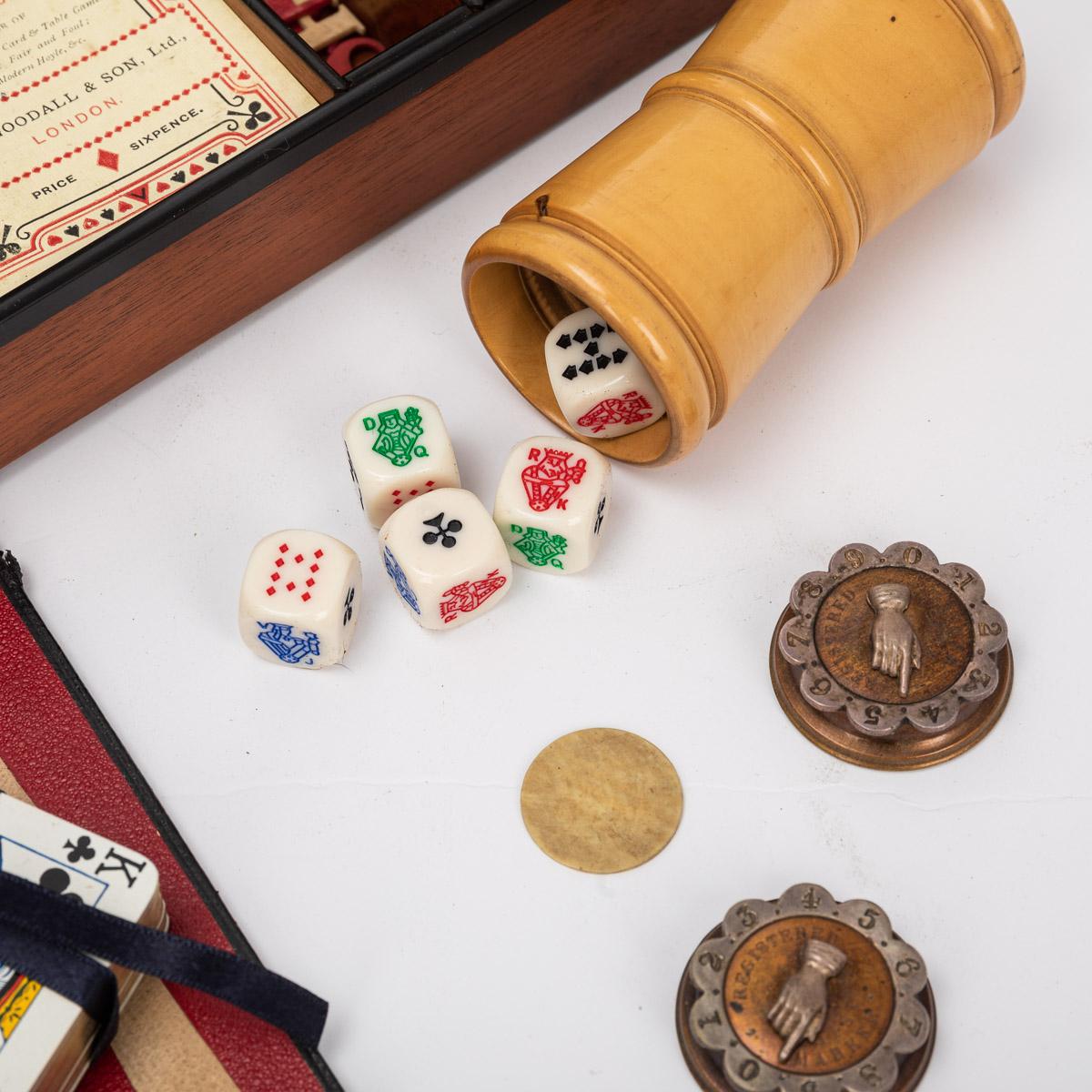 19th Century Victorian Burr Walnut Games Compendium, Cards & Board Games c.1890 3