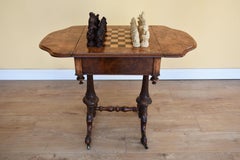 19th Century Victorian Burr Walnut Games Table