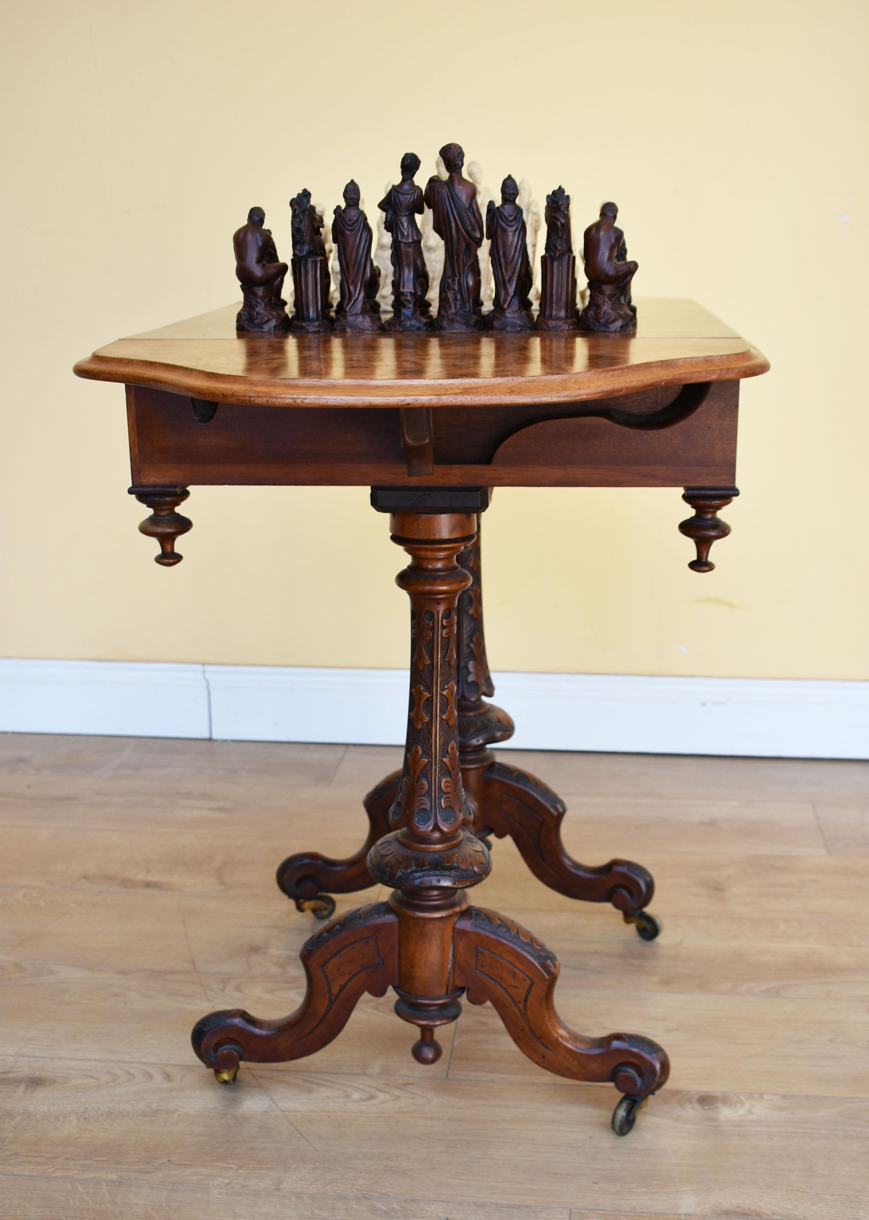 19th Century Victorian Burr Walnut Games Table 3