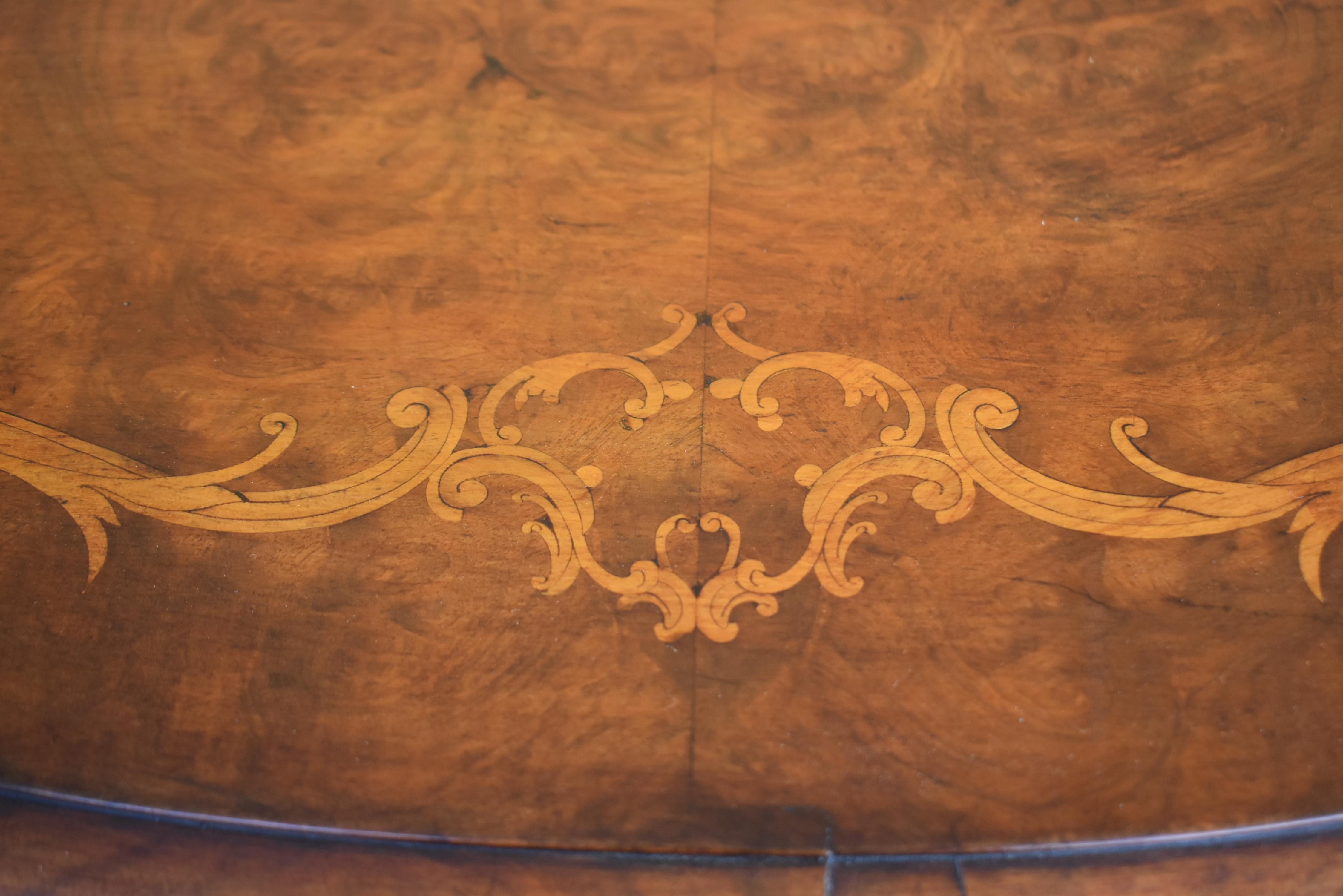 19th Century Victorian Burr Walnut Inlaid Centre Table 3