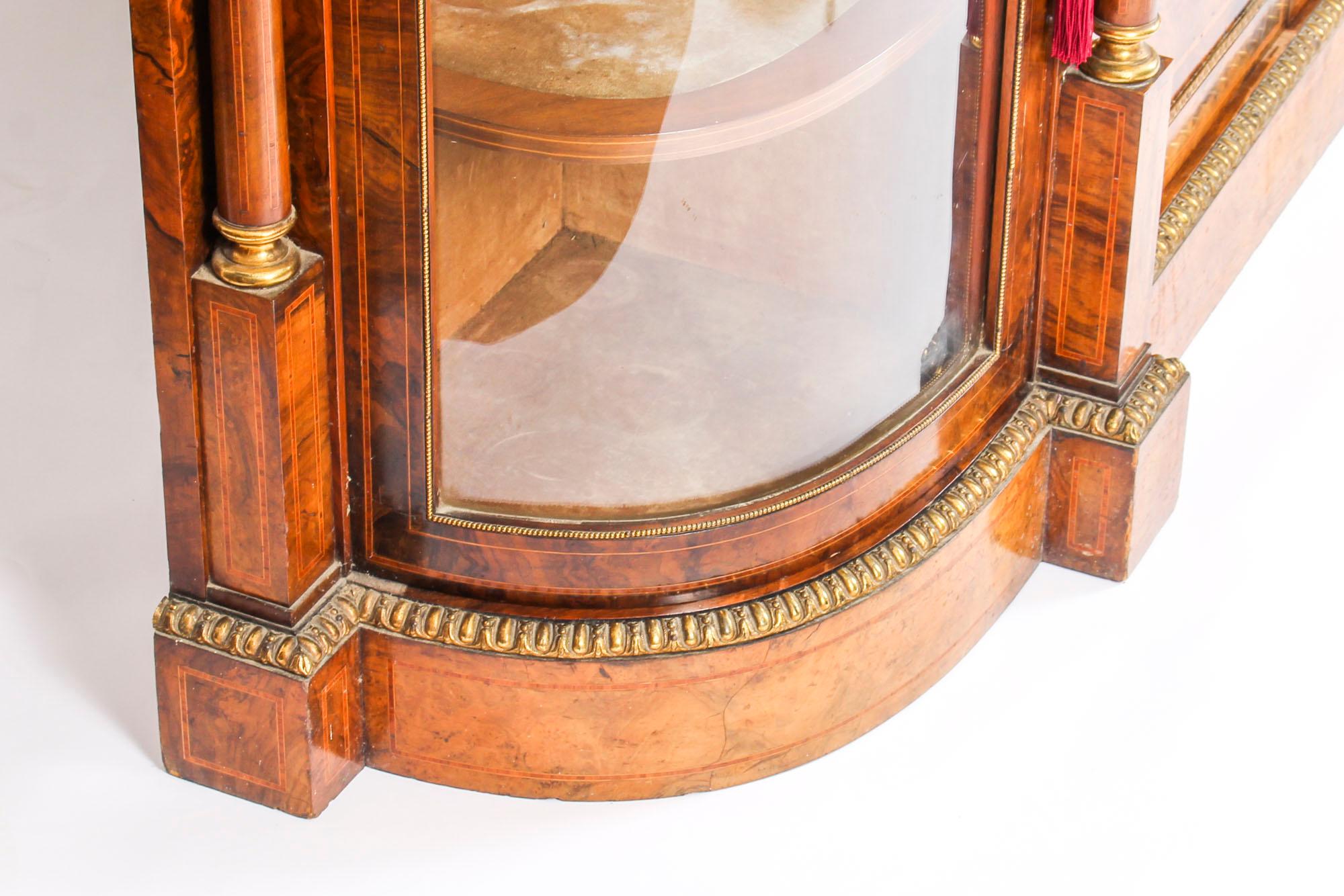 19th Century Victorian Burr Walnut Inlaid Credenza Side Cabinet 2