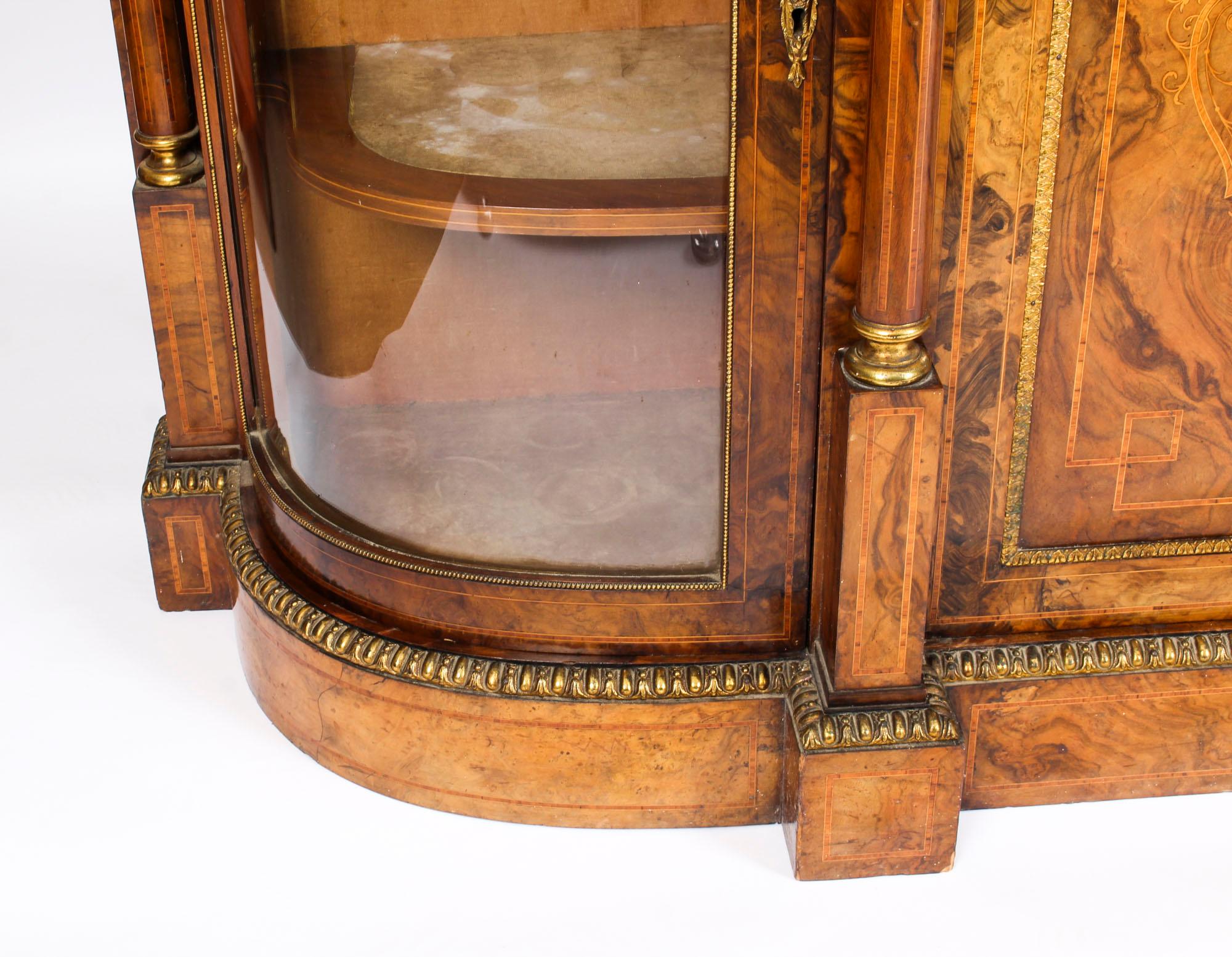19th Century Victorian Burr Walnut Inlaid Credenza Side Cabinet 3