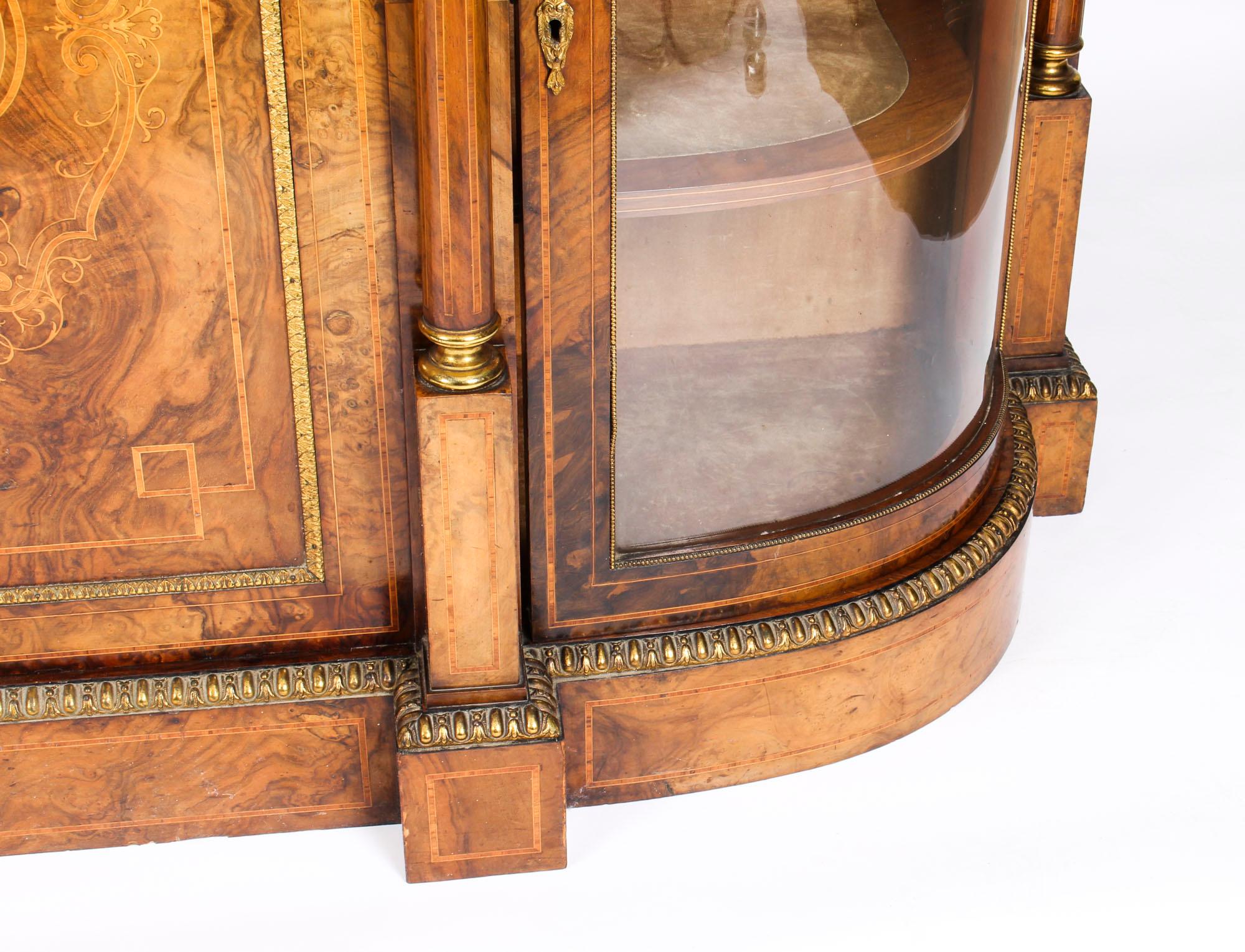 19th Century Victorian Burr Walnut Inlaid Credenza Side Cabinet 8