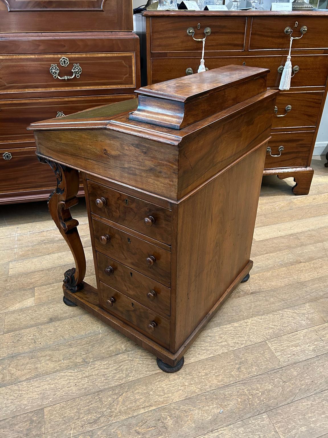 19th Century Victorian Burr Walnut Inlaid Davenport 6