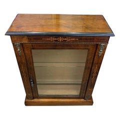 Antique 19th Century Victorian Burr Walnut Inlaid Pier Cabinet