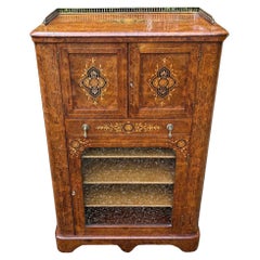 19th Century Victorian Burr Walnut Marquetry 
Inlaid Cabinet
